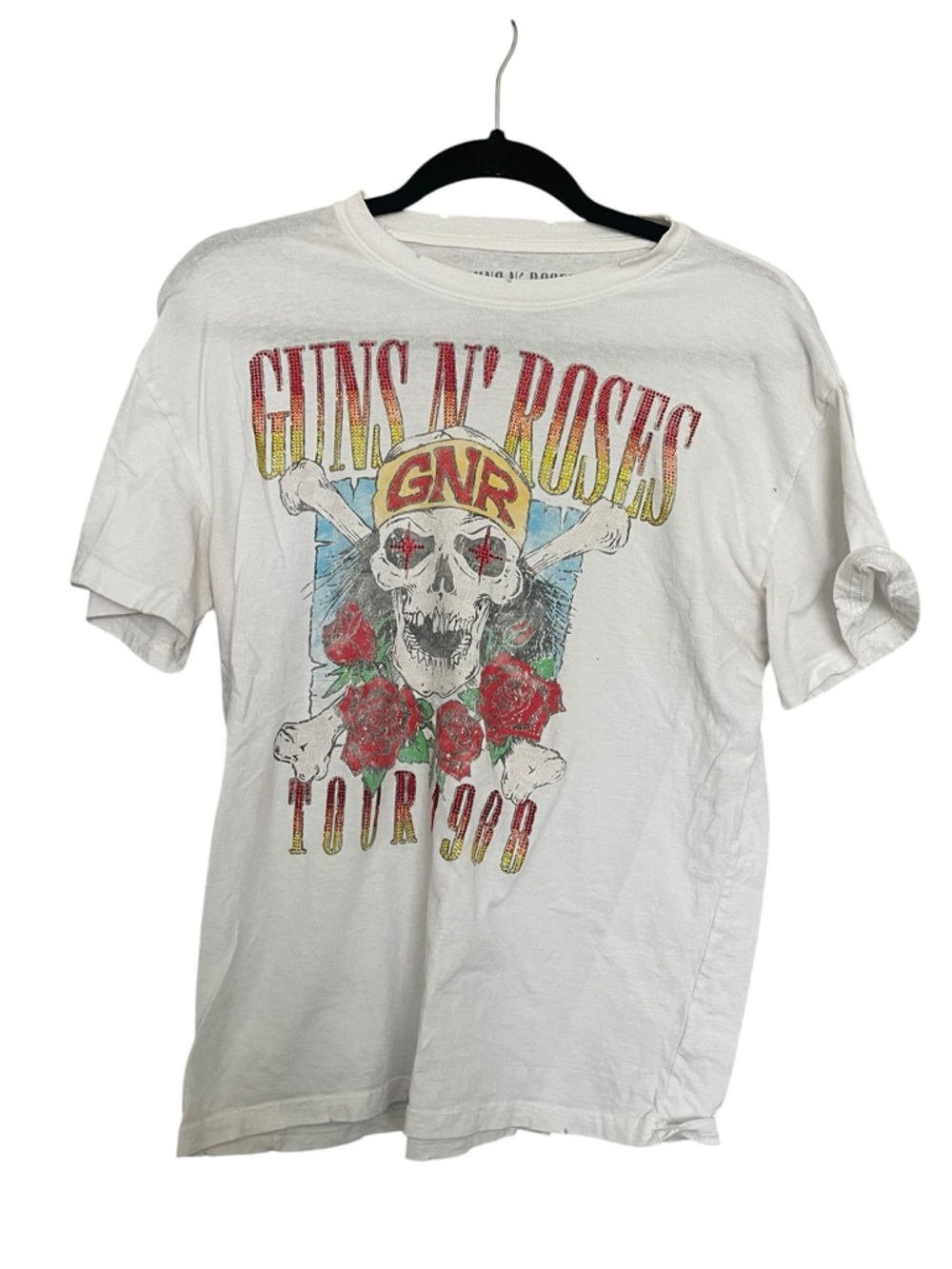 Guns N' Roses White Graphic Tee with Embellished Front